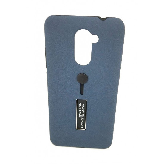 Cover Kickstand Matte With Finger Strap Huawei Y7 2017 Blue